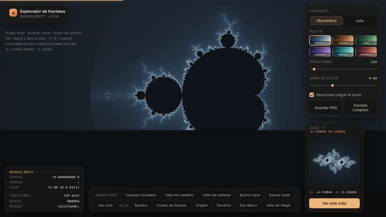 Mandelbrot and Julia explorer — MiniMax M3.1 Flash (free)