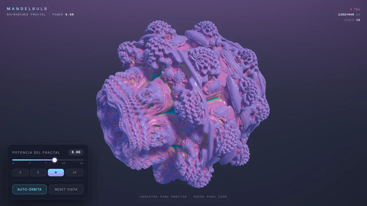 Raymarched Mandelbulb — MiniMax M3.1 Flash (free)